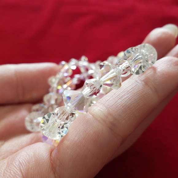 Vintage CHOKER CRYSTAL NECKLACE SINGLE STRAND hook clasp - Picture 11 of 12